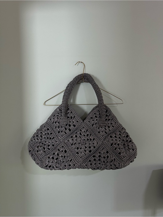 Handbags - Gray Crochet Shoulder Bag